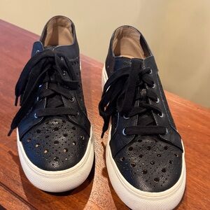 Alex Marie Designer Black Platform Perforated Sneakers Size 8.5 EUC